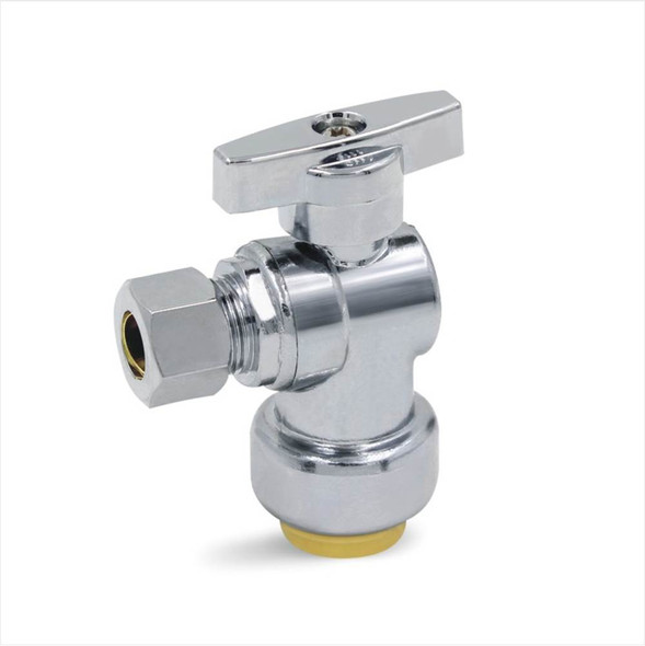 0147003 - Ang Stop 3/8" Pdq X 3/8"od Comp 1/4"-turn Chrome