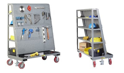 All-Welded Mobile Pegboard With Back Shelf Storage - HAFPBS2460-6PYFL