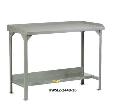 All-Welded Steel Workbenches With Back & End Stops - HWSL2-2460-36