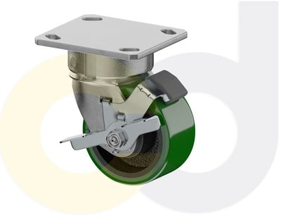 Casterdepot Ergonomic, Top Plate Casters - Poly On Cast Iron Wheel- Capacities Up To 1400 Lbs. - HC015.91C