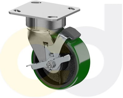 Casterdepot Ergonomic, Top Plate Casters - Poly On Cast Iron Wheel- Capacities Up To 1400 Lbs. - HC015.91D