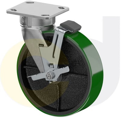 Casterdepot Ergonomic, Top Plate Casters - Poly On Cast Iron Wheel- Capacities Up To 1400 Lbs. - HC015.91F