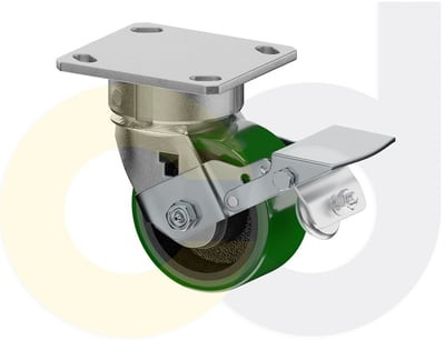 Casterdepot Ergonomic, Top Plate Casters - Poly On Cast Iron Wheel- Capacities Up To 1400 Lbs. - HC091.952