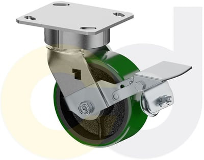Casterdepot Ergonomic, Top Plate Casters - Poly On Cast Iron Wheel- Capacities Up To 1400 Lbs. - HC091.9AB