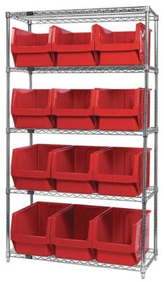 Chrome Wire Shelving Units With Magnum Bins - HWR5-533-R