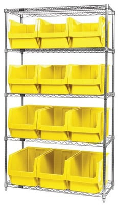 Chrome Wire Shelving Units With Magnum Bins - HWR5-533-Y