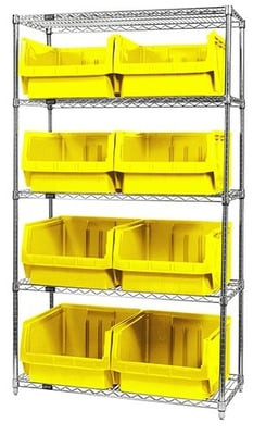 Chrome Wire Shelving Units With Magnum Bins - HWR5-543-Y