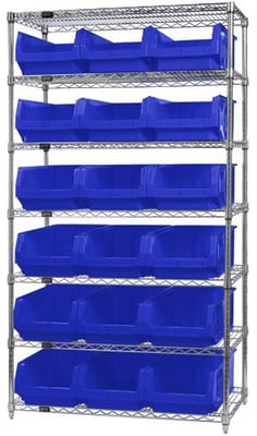 Chrome Wire Shelving Units With Magnum Bins - HWR7-532-B