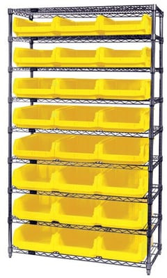 Chrome Wire Shelving Units With Magnum Bins - HWR9-531-Y