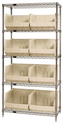 Chrome Wire Shelving Units With Ultra Bins - HWR5-270-I