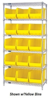 Chrome Wire Shelving Units With Ultra Bins - HWR6-260-G