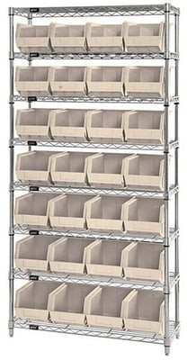 Chrome Wire Shelving Units With Ultra Bins - HWR8-239-I