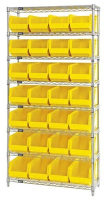 Chrome Wire Shelving Units With Ultra Bins - HWR8-240-Y