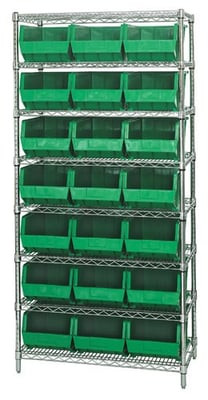 Chrome Wire Shelving Units With Ultra Bins - HWR8-255-G