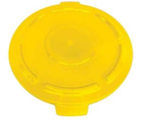 Crusader Round Trash Cans - Lids & Dolly - HCTC-L20-YELLOW