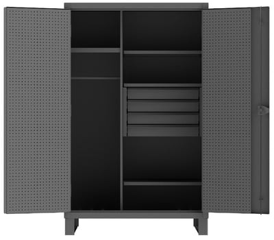 Heavy Duty Wardrobe Cabinets With Pegboard Doors - HHDWCP244878-4M95