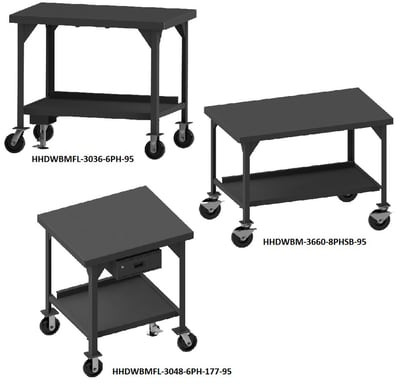 Mobile Heavy Duty Workbenches - HHDWBM-3672-8PHSB-95