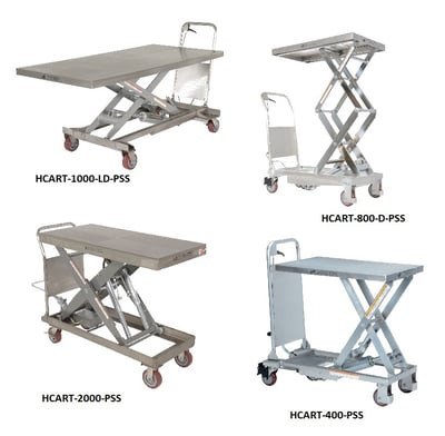 Partially Stainless Steel Hydraulic Elevating Carts - HCART-200-D-PSS
