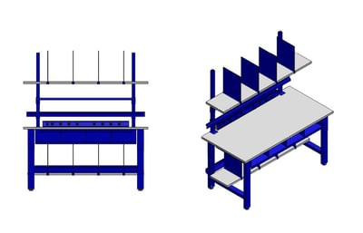 R Series Height Adjustable Complete Packing Bench - HRWPACK3672