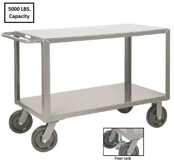 All-Welded Extra Heavy Duty Shelf Truck - Two-Shelf Design, Shown With 5,000 lb. Capacity