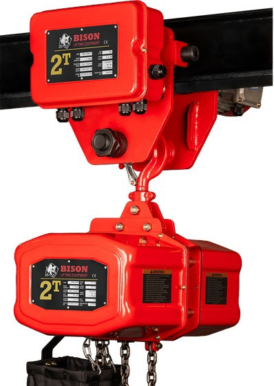 Bison Single Phase Electric Chain Hoist With Motorized Trolley