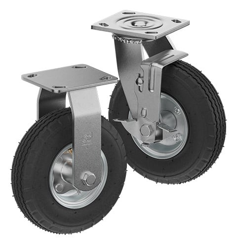Casterdepot Top Plate Casters - Pneumatic Wheel - Capacities Up To 450 Lbs.