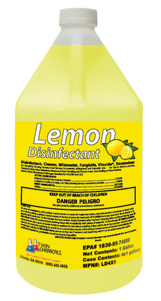 Twin-Chem Lemon Disinfectant Neutral Cleaner 4 x 1 Gallon Case