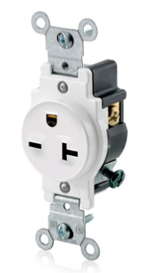 White 20 Amp Single Receptacle/Outlet Commercial Grade