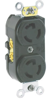 15A 2-Pole Black Locking Duplex Outlet