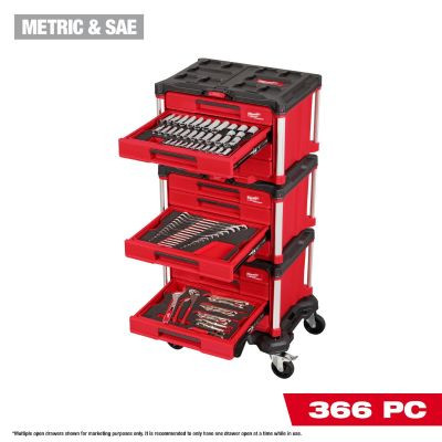 Milwaukee Tool 366 Piece Master Mechanics Hand Tool Set with PACKOUT Drawers and Dolly
