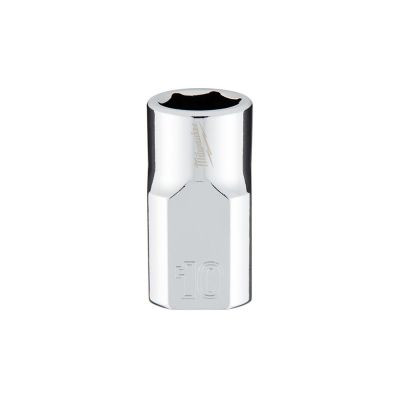 Milwaukee Tool 3/8" Drive 10mm Metric 6-Point Socket with FOUR FLAT Sides, Vanadium Steel, Chrome