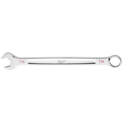 Milwaukee Tool 1-1/2" SAE Combination Wrench, 12-Point, Steel, Chrome, Ergonomic, I-Beam Handle