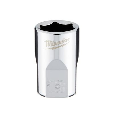 Milwaukee Tool 3/8" Drive 13mm Metric 6-Point Socket with FOUR FLAT Sides, Vanadium Steel, Chrome
