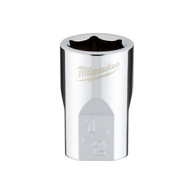 Milwaukee Tool 3/8" Drive1/2" SAE 6-Point Socket with FOUR FLAT Sides, Vanadium Steel, Chrome