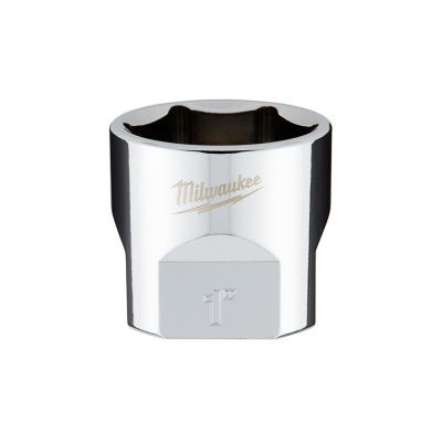 Milwaukee Tool 3/8" Drive 1" SAE 6-Point Socket with FOUR FLAT Sides, Vanadium Steel, Chrome