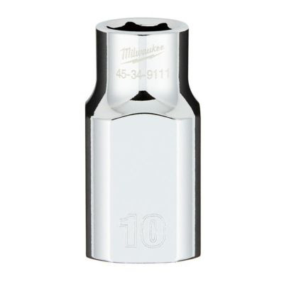 Milwaukee Tool 1/2" Drive10MM Metric 6-Point Socket with FOUR FLAT Sides, Vanadium Steel, Chrome
