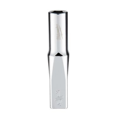 Milwaukee Tool 1/4" Drive 1/4" SAE 6-Point Deep Socket with FOUR FLAT Sides, Vanadium Steel, Chrome