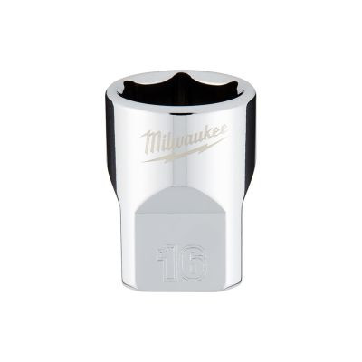 Milwaukee Tool 3/8" Drive 16mm Metric 6-Point Socket with FOUR FLAT Sides, Vanadium Steel, Chrome