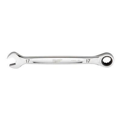 Milwaukee Tool 17MM Metric Ratcheting Combination Wrench, 12-Point, Steel, Chrome
