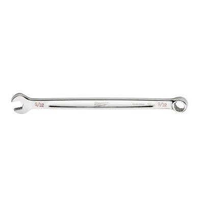 Milwaukee Tool 9/32" SAE Combination Wrench, 12-Point, Steel, Chrome, Ergonomic, I-Beam Handle