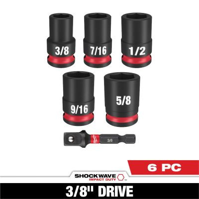 Milwaukee Tool 6PC SHOCKWAVE Impact Duty 3/8" Drive SAE Standard Socket Set