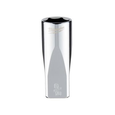 Milwaukee Tool 1/4" Drive 9/16" SAE 6-Point Deep Socket with FOUR FLAT Sides, Vanadium Steel, Chrome