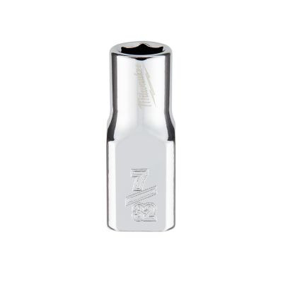Milwaukee Tool 1/4" Drive 7/32" SAE 6-Point Socket with FOUR FLAT Sides, Vanadium Steel, Chrome
