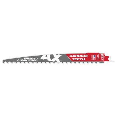 Milwaukee Tool 9" 3 TPI The AX with Carbide Teeth for Pruning & Clean Wood SAWZALL Blade 1PK