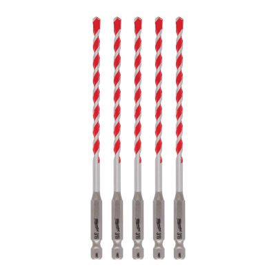 Milwaukee Tool 3/16" x 4" x 6" SHOCKWAVE Impact Duty Carbide Hammer Drill Bits - Bulk 5 PK