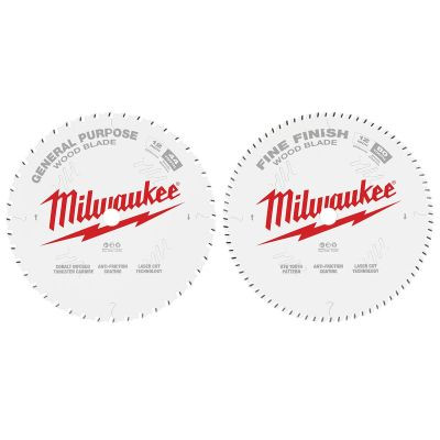 Milwaukee Tool Circular Saw Two-Pack Wood Cutting Blades 12" 44T + 80T