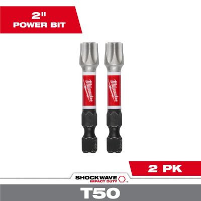 Milwaukee Tool SHOCKWAVE Impact Duty 2 Inch T50 Impact Bits 2Pk