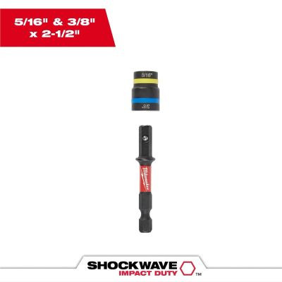 Milwaukee Tool SHOCKWAVE Impact Duty 5/16 Inch and 3/8 Inch x 2-1/2 Inch QUIK-CLEAR 2-in-1 Magnetic Nut Driver Bulk 25