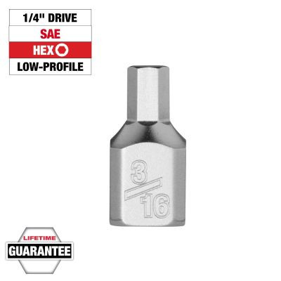 Milwaukee Tool 1/4 Inch Drive 3/16 Inch Low-Profile Hex Bit Socket