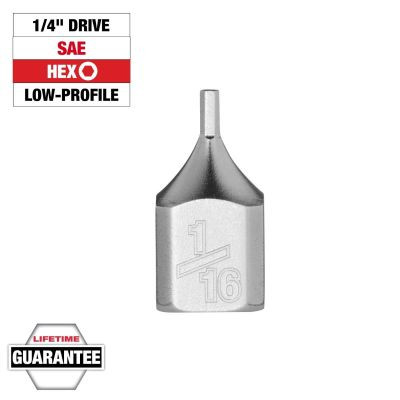 Milwaukee Tool 1/4 Inch Drive 1/16 Inch Low-Profile Hex Bit Socket